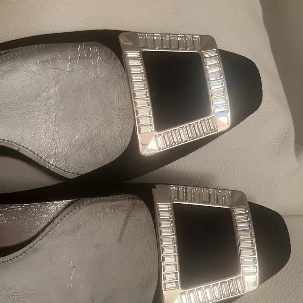 Prada Satin Flats With Rhinestone Buckle - Picture 9 of 12